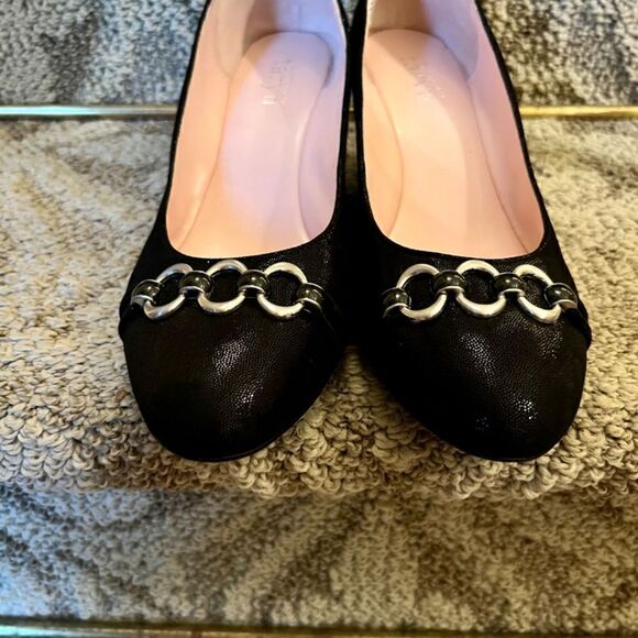 EUC Taryn by Taryn Rose Kerrin Black Shimmer Wedge Heels Shoes Size 8 M - Picture 5 of 8